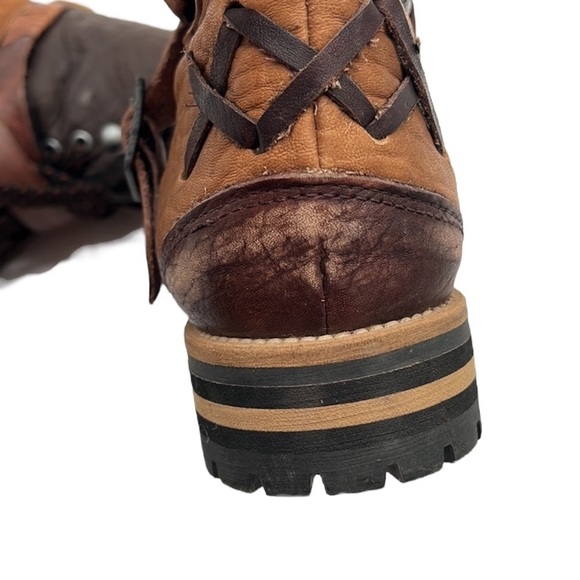 Free People Breakwater Tan Brown Leather Shearling Hiker Boots Women's Sz 38 / 7 - Picture 7 of 10